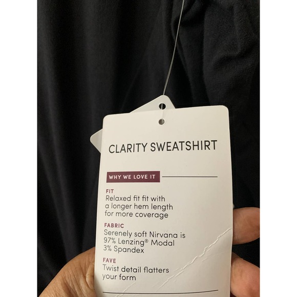Athleta Nirvana Front Twist Clarity Sweatshirt Black Long Sleeves Size XL NWT - Picture 4 of 7